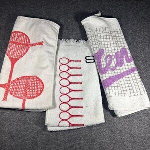 Vintage Tennis Hand Towel 80s 90s Pickleball Sport Racquetball Purple Red Lot 3